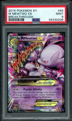 2015 Pokemon XY Breakthrough M Mewtwo EX #64 PSA 9 MINT - Image 1