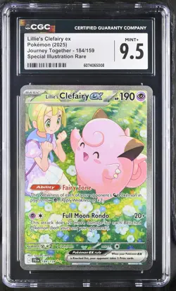 2025 Pokemon #184/159 Lillie's Clefairy ex Journey Together CGC 9.5 - Image 1