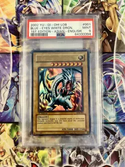 2002 YuGiOh Blue-Eyes White Dragon 1st Edition Asian-English PSA 9 MINT - Image 1