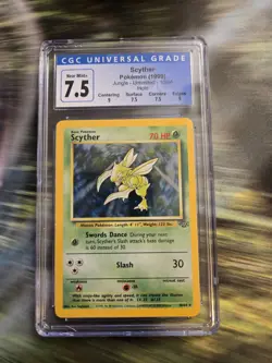 Scyther 10/64 Jungle Unlimited Holo Pokemon TCG Card CGC 7.5 with Subgrades! - Image 1