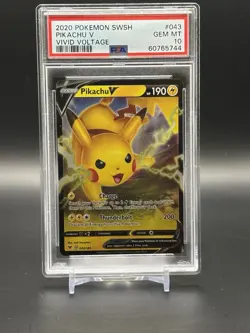 2020 Pokemon Pikachu V Vivid Voltage PSA 10 GEM MT Card - Image 1