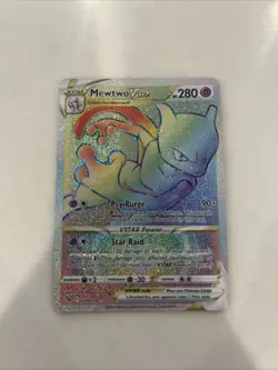 Pokemon Go Mewtwo VSTAR TCG Card Rainbow Secret Rare 079/078 Mint Condition - Image 1