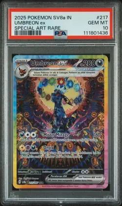 2025 Pokemon Umbreon ex Special Art Rare Indonesian SV8a #217 PSA 10 GEM MINT - Image 1
