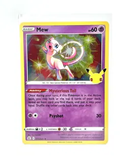 Mew 011/025 Pokemon TCG Celebrations Holo Rare - NM - 25th Anniversary - Image 1