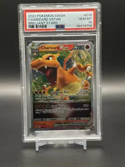 2022 POKEMON SWORD & SHIELD BRILLIANT STARS #018 CHARIZARD VSTAR PSA 10 - Image 1