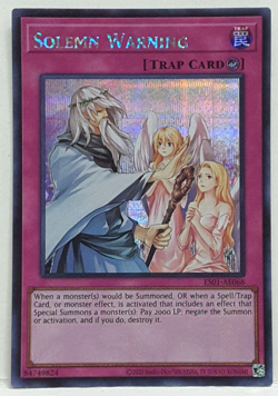 Konami Yugioh Asian-English Solemn Warning ES01-AE068 Secret Rare - Image 1