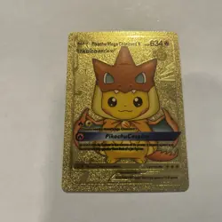 Pikachu Tag Cosplay Mega Charizard Y Gold Foil Fan Art Pokemon - Image 1