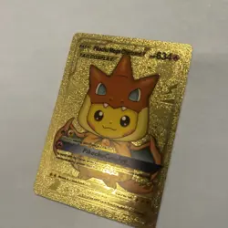 Pikachu Tag Cosplay Mega Charizard Y Gold Foil Fan Art Pokemon - Image 5