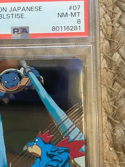 JAPANESE POKEMON FERALIGATR VS BLASTOISE No.07 HOLO MEIJI PROMO PSA 8 - Image 3