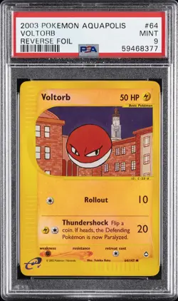 2003 POKEMON AQUAPOLIS #64 VOLTORB-REVERSE FOIL PSA 9 - Image 1