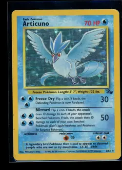 1999 Pokemon MP* - Articuno 2/62 Fossil Holo Rare Pokemon Card - Image 1