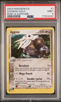 Pokemon 2003 EX Ruby & Sapphire Aggron Holo 1/109 PSA 9 - Image 1