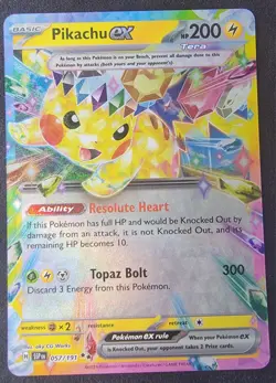 Pokemon TCG Surging Sparks Pikachu ex Tera 057/191 Holo Rare Card NM - Image 1
