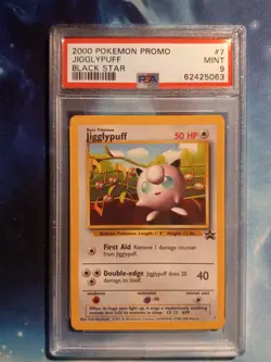 PSA 9 MINT Jigglypuff # 7 WOTC Black Star Promo Pokemon Card - Image 1