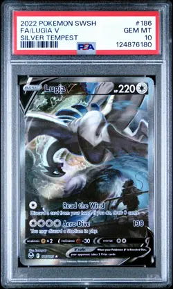 2022 POKEMON SWORD & SHIELD SILVER TEMPEST #186 FULL ART/LUGIA V PSA 10 - Image 1