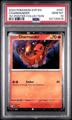 2023 POKEMON SVP EN-SV BLACK STAR PROMO 151 POSTER COLL #047 CHARMANDER PSA 10 - Image 1
