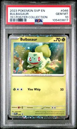2023 Pokemon Black Star Promo Bulbasaur #046 151 Poster Collection PSA 10 Gem - Image 1