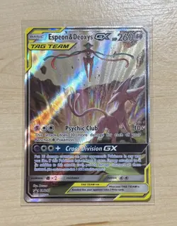 Pokemon TCG Espeon & Deoxys GX SM240 Black Star Promo Full Art NM + - Image 1