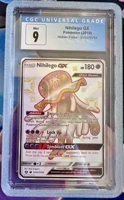 CGC 9 MINT 2019 POKEMON HIDDEN FATES NIHILEGO GX SV62/SV94 - Image 1