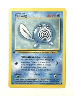Poliwag 1st Edition Pokemon Card Base Set 59/102 Common Light Play LP Italian - Image 1