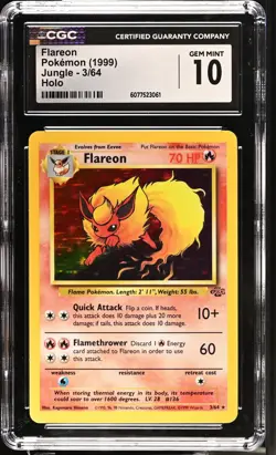CGC 10 Jolteon 4/64 Flareon 3/64 Vaporeon 12/64 Holo Jungle Set Pokemon Cards - Image 4