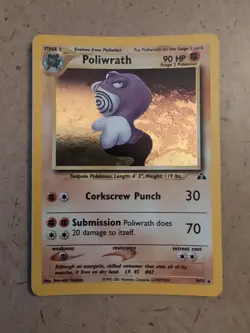 Poliwrath Neo Discovery Holo Rare Unlimited Pokemon TCG Card 9/75, NM With Flaw - Image 1
