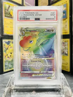 Dragonite Vstar 081/078 Rainbow Holo Secret Rare Pokemon Card PSA9 Never Played - Image 1