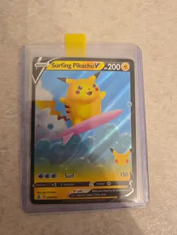Pokemon TCG Surfing Pikachu v Celebrations Holo Rare Card 008/025 - Image 1