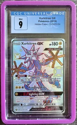 Pokemon TCG Xurkitree GX Hidden Fates SV58/SV94 Holo Full Art Ultra Rare CGC 9 - Image 1