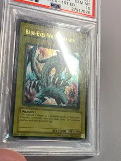 YUGIOH PSA 10 GEM MINT BLUE-EYES WHITE DRAGON LOB-001 ULTRA 1ST EDITION WAVY! - Image 4