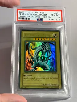 YUGIOH PSA 10 GEM MINT BLUE-EYES WHITE DRAGON LOB-001 ULTRA 1ST EDITION WAVY! - Image 5