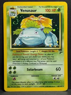 Pokemon TCG Venusaur Holo Swirl Rare Card 18/130 Base Set 2 LP+/NM - Image 1