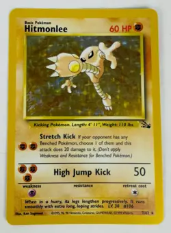 Hitmonlee 7/62 Base Set Fossil Set Holo Pokemon Card | Near MINT - Image 1