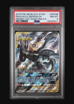 Pikachu & Zekrom GX Tag Team Sun & Moon Promo Holo Card PSA 8 - Image 1