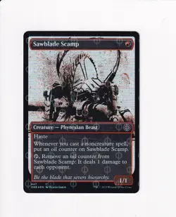 2023 MTG Magic PHYREXIA ALL WILL BE ONE STEP & COMPLEAT FOIL SAWBLADE SCAMP - Image 1
