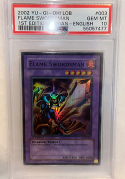 Yugioh FLAME SWORDSMAN LOB-003 Asian English 1st Ed Super Rare PSA 10 - Image 2