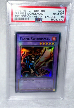 Yugioh FLAME SWORDSMAN LOB-003 Asian English 1st Ed Super Rare PSA 10 - Image 3