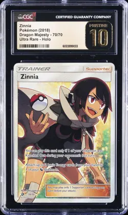2018 POKEMON DRAGON MAJESTY ULTRA RARE - HOLO #70 ZINNIA CGC 10 PRISTINE - Image 1