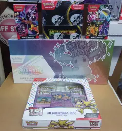 POKEMON PRISMATIC SUPER + MEGA BOX + DESTINED & PALDEAN BUNDLE + 151 ALAKAZAM - Image 1