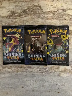 Lot of (3) POKEMON SHINING FATES TCG Sealed Booster Packs - Image 1