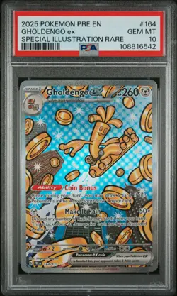 2025 Pokemon Pre En-Prismatic Evolutions #164 Gholdengo Ex SIR PSA 10 - Image 1