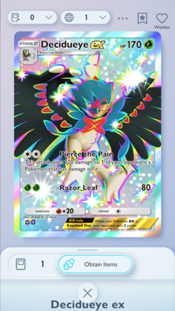 Decidueye EX Shiny 2*, Pokemon TCG Pocket, English language, Mega-Rising - Image 1