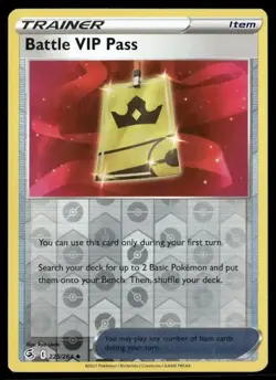 2021 Fusion Strike Set Pokemon Card 225 Battle VIP Pass Reverse Foil NM - Image 1