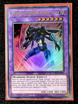 Masked HERO Dark Law Ultra Rare 1st Edition Mint Yu-Gi-Oh! Card [RA01-EN025] - Image 1