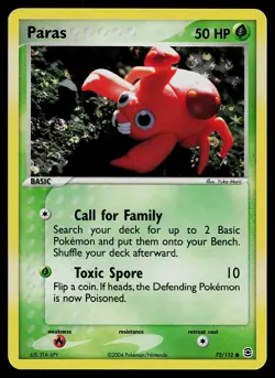 Pokemon Card - Paras FireRed & LeafGreen 72/112 Reverse Holo - Image 1