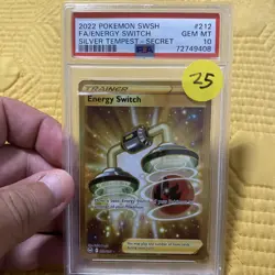 2022 POKEMON SWSH SILVER TEMPEST #212 ENERGY SWITCH FULL ART SECRET RARE PSA 10 - Image 1
