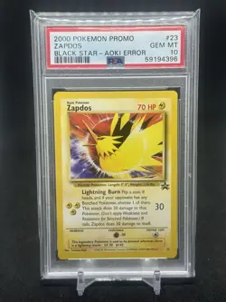 2000 POKEMON PROMO BLACK STAR TOSHINAO AOKI ERR #23 ZAPDOS PSA 10 - Image 1