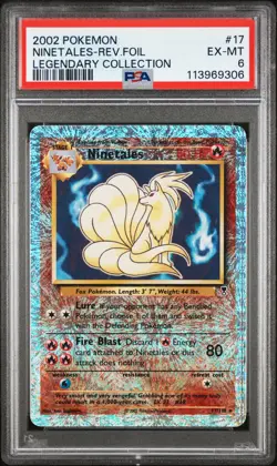 2002 POKEMON LEGENDARY COLLECTION 17 NINETALES-REVERSE FOIL PSA 6 - Image 1