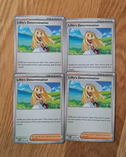 4x Lillie’s Determination 119/132 Mega Evolution Pokemon TCG Playset - Image 1