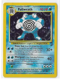 Poliwrath - 15/130 - Pokemon Base Set 2 Holo Rare Card WOTC MP/DMG - Image 1